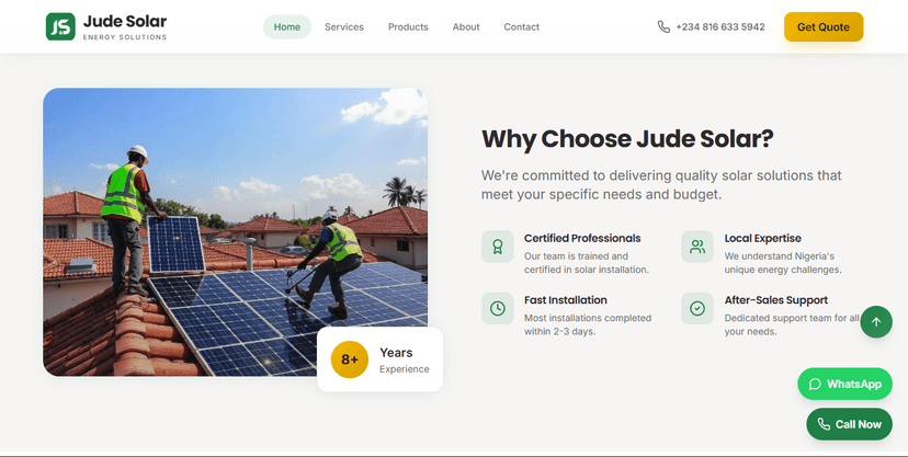Screenshot of Jude Solar project