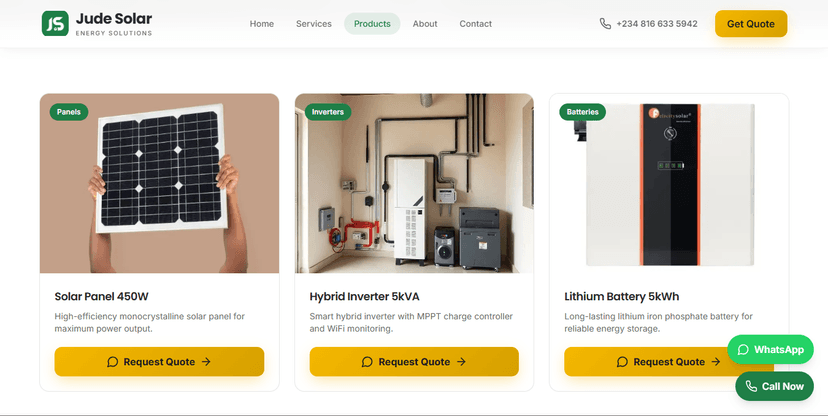 Screenshot of Jude Solar project